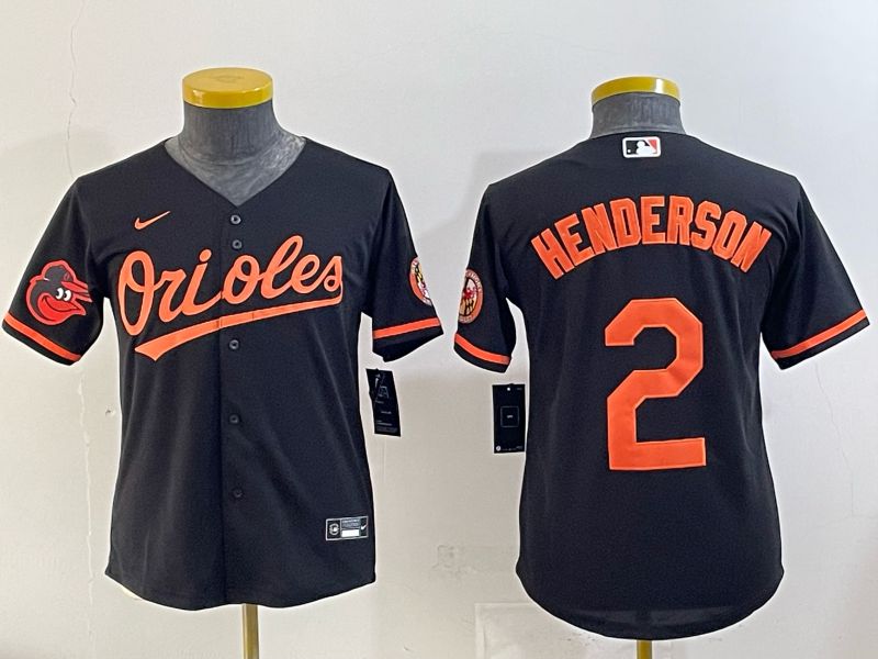 Youth 2025 Baltimore Orioles #2 Henderson Black Nike MLB Jersey 09->youth mlb jersey->Youth Jersey